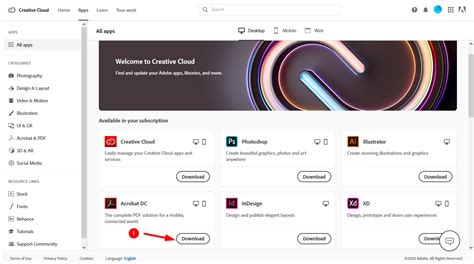 Install Adobe Creative Suite products from the desktop .